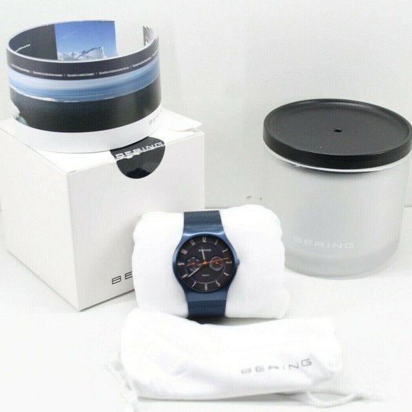 Bering Time Other - Bering Time - Titanium Unisex Blue Milanese Mesh Multifunction Watch 11939-393
